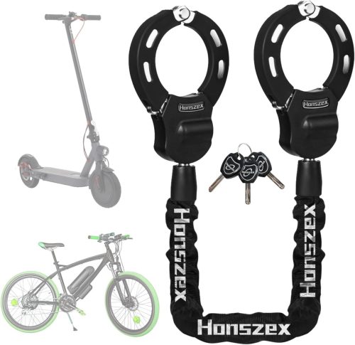 Honszex Biztonsági Lakat E-rollerhez - 92 cm Acélbilincs Kulcsos Zár Fekete Színben, Elektromos Kerékpárhoz, Rollerhez, Motorhoz, Bevásárlók