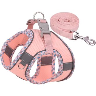   Zoenif Uprtač za Pse Srednje Veličine, Bez Povlačenja, Prozračan, Ružičasti s Reflektirajućim Prugama, XL