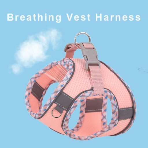 Zoenif Uprtač za Pse Srednje Veličine, Bez Povlačenja, Prozračan, Ružičasti s Reflektirajućim Prugama, XL