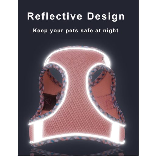 Zoenif Reflektív Kutyahám Légáteresztő Hálós L-es Rózsaszín Macskahám Állítható