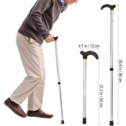 Healvian alumínium összecsukható sétabot csúszásmentes TPR fogantyúval magasságállítható nőknek