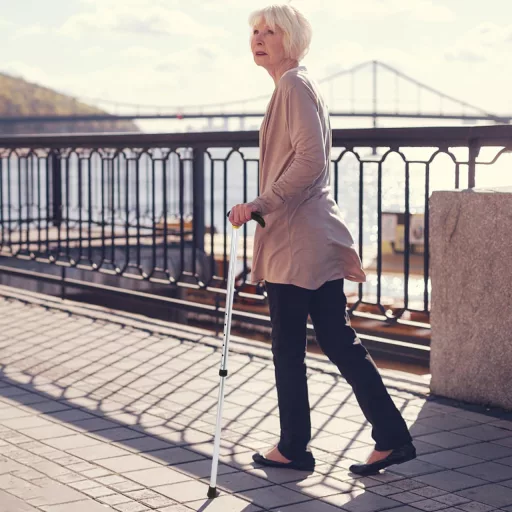 Healvian alumínium összecsukható sétabot csúszásmentes TPR fogantyúval magasságállítható nőknek