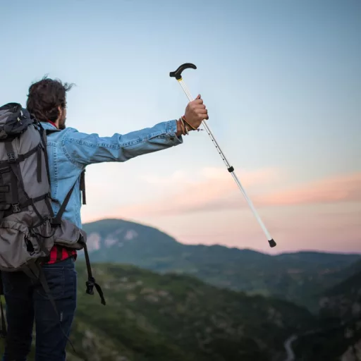 Healvian hliníková skladacia vychádzková palica s protišmykovou TPR rukoväťou, nastaviteľná výška pre ženy