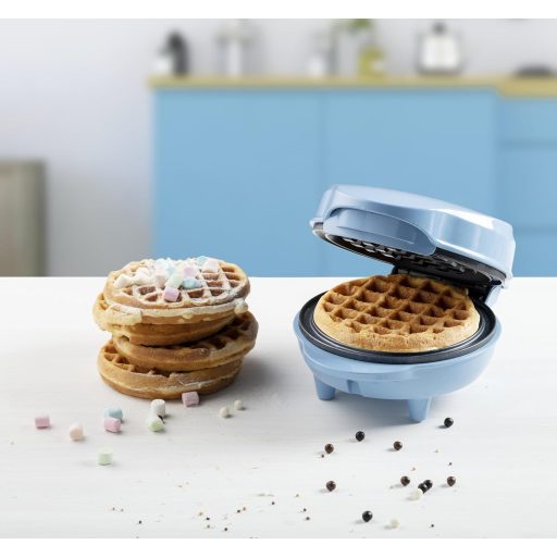 Bestron Mini Gofrisütő Klasszikus Gofrihoz, Antilengő Bevonattal, Retro Kék Design, 550W