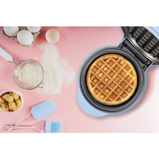 Bestron Mini Gofrisütő Klasszikus Gofrihoz, Antilengő Bevonattal, Retro Kék Design, 550W