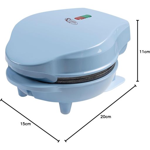 Bestron Mini Gofrisütő Klasszikus Gofrihoz, Antilengő Bevonattal, Retro Kék Design, 550W