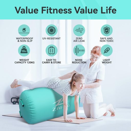 LUBAKED Felfújható Tornagymnasztikai Henger Levegős Roller Jóga Edzőmatrac Pumpával