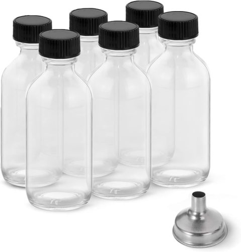 DIDITIME Üveg Gyömbér Shot Üvegek 60ml - 6db Mini Utazó Palack Rozsdamentes Acél Tölcsérrel - Olajokhoz, Italokhoz, Gyógynövény Kivonatokhoz