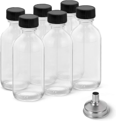 DIDITIME Üveg Gyömbér Shot Üvegek 60ml - 6db Mini Utazó Palack Rozsdamentes Acél Tölcsérrel - Olajokhoz, Italokhoz, Gyógynövény Kivonatokhoz