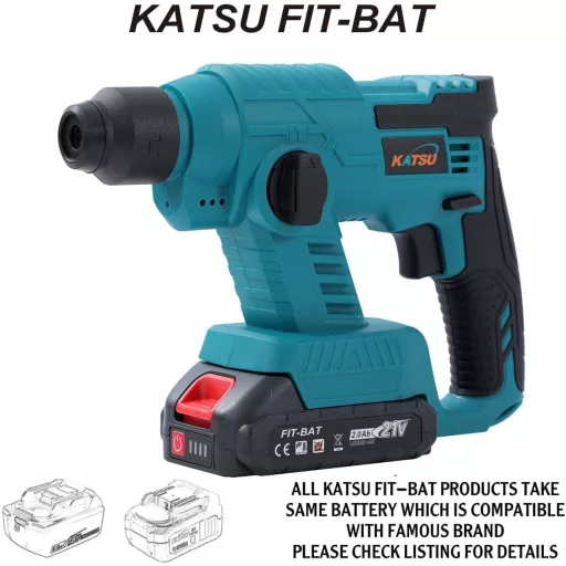 Ciocan rotopercutor cu acumulator KATSU FIT-BAT 21V SDS, cu 2 acumulatori de 1.5Ah