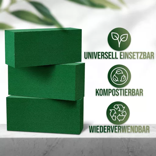 Floraly 3x Bureți Florali, Spumă Florală Premium, Fabricați în Germania, 22x11x8cm, Decorațiuni Florale