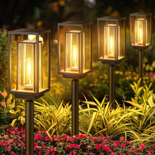 Set 4 bucăți lămpi solare de grădină PUAIDA - Iluminat exterior modern, durată lungă de funcționare, luminozitate extra, IP65 rezistent la apă, decor pentru balcon și terasă