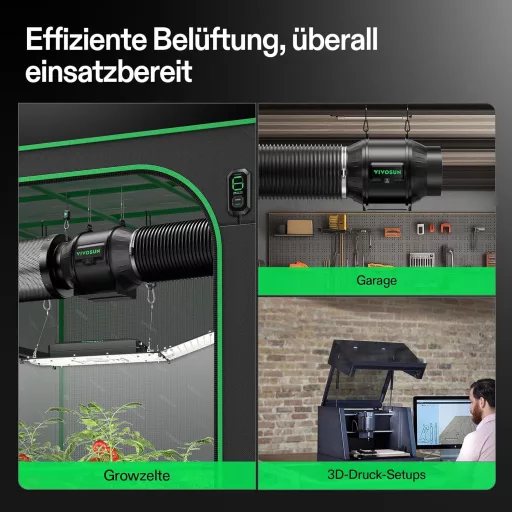 VIVOSUN AeroZesh T6 150mm szellőzőcsatorna szett 693 m³/h ventilátorral, szénszűrővel és szabályozóval