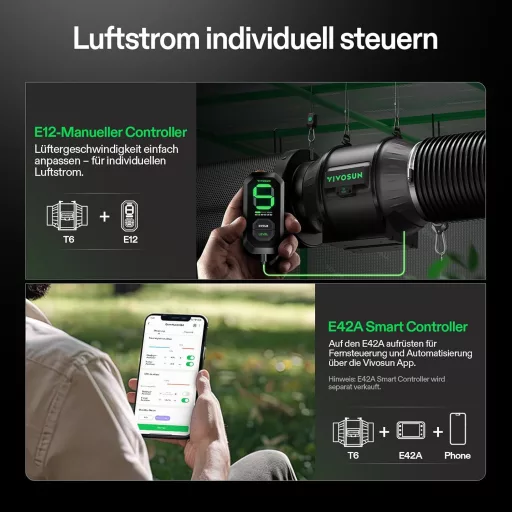 VIVOSUN AeroZesh T6 150mm szellőzőcsatorna szett 693 m³/h ventilátorral, szénszűrővel és szabályozóval