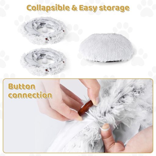 Odoland Macska Alagút Játék Plüss Ággyal, Összecsukható Macska Barlang Labdával