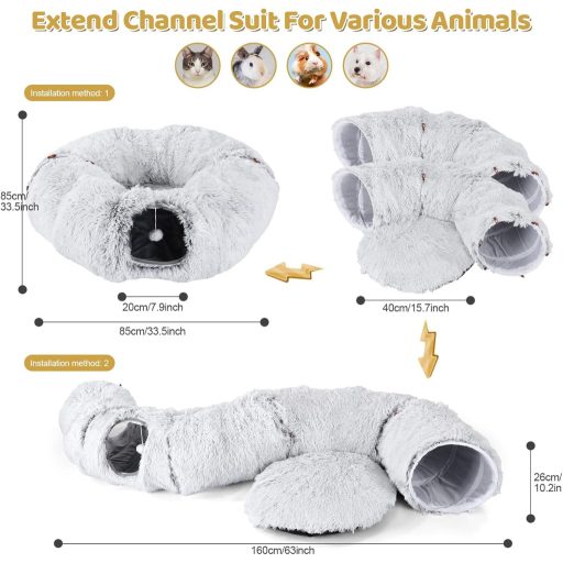 Odoland Macska Alagút Játék Plüss Ággyal, Összecsukható Macska Barlang Labdával