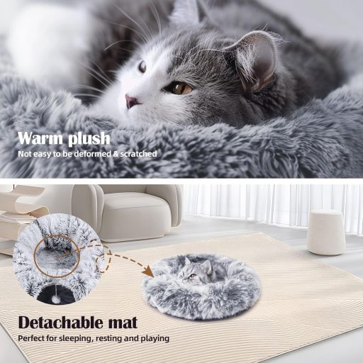 Odoland Macska Alagút Játék Plüss Ággyal, Összecsukható Macska Barlang Labdával