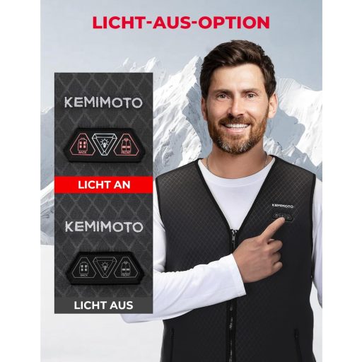 KEMIMOTO Fűthető Mellény Férfi 6 Fűtőzóna USB Elektromos Síeléshez Horgászathoz