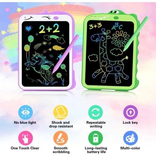 8,5" LCD kresliaci tablet s motívom jednorožca a dinosaura pre deti - 2 ks v sade