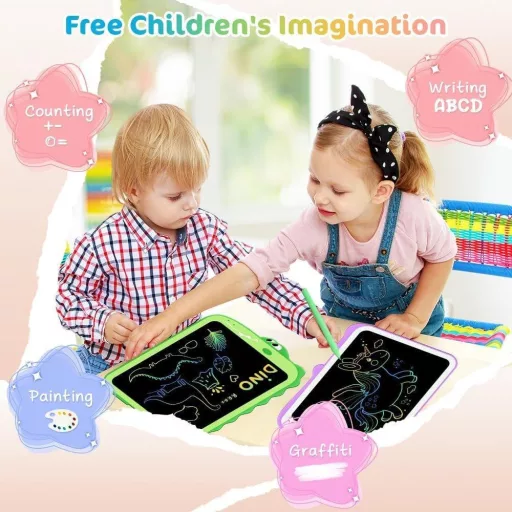 8,5" LCD kresliaci tablet s motívom jednorožca a dinosaura pre deti - 2 ks v sade