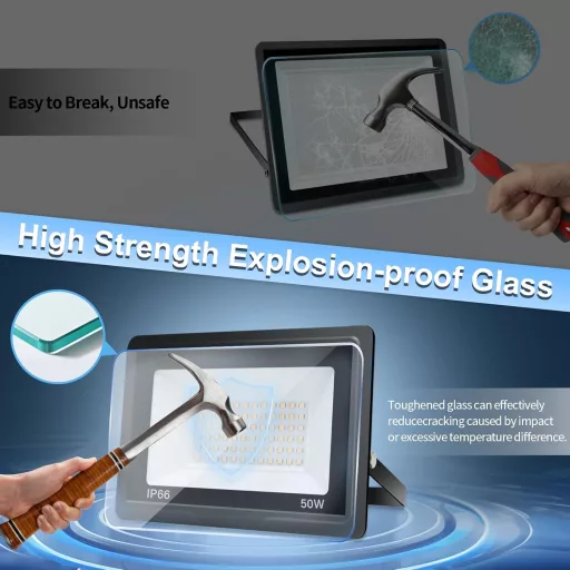 toobettp 50W LED Reflector de Exterior 6000K 5000 Lumeni IP66 Impermeabil Lampă de Grădină 2 buc