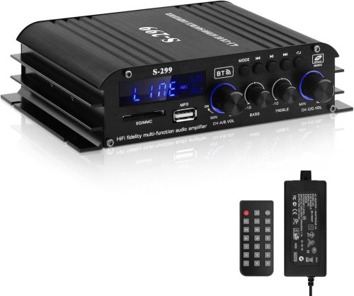 Sikkeby S-299 4.1 Bluetooth HiFi Erősítő, 40Wx4+50W RMS, 800W Max Teljesítmény, Passzív Mélynyomó Kimenet, USB/SD/AUX Csatlakozás, Otthoni H