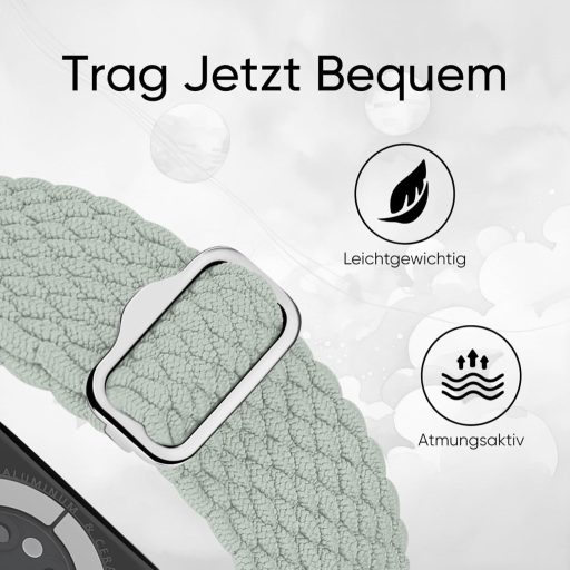 Curea Suitisbest Nylon pentru Apple Watch 38mm 40mm 41mm 42mm, elastică împletită anti-alunecare, brățară Watch 11 10 9 8 SE 7 6 5 4 3 2 1, verde