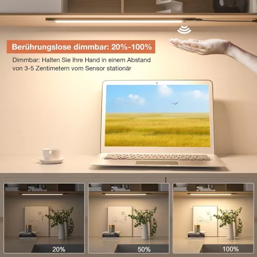 Lampă LED pentru blat de bucătărie WOBSION 30cm, variator fără atingere, alb neutru 4000K