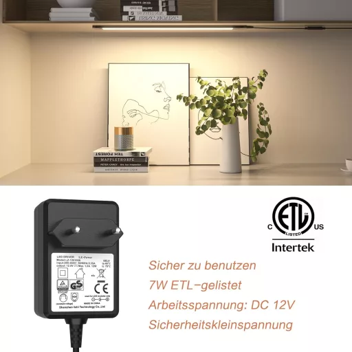 Lampă LED pentru blat de bucătărie WOBSION 30cm, variator fără atingere, alb neutru 4000K