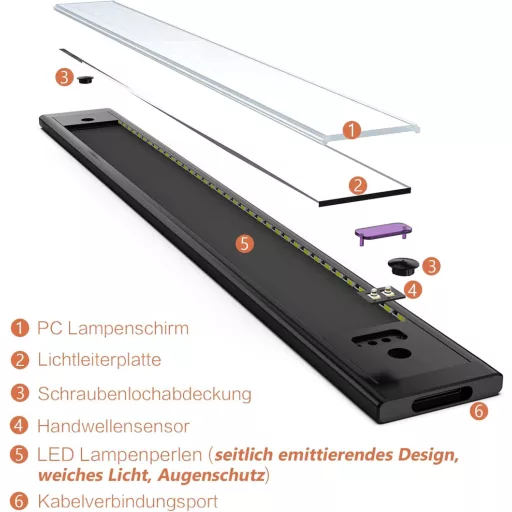 Lampă LED pentru blat de bucătărie WOBSION 30cm, variator fără atingere, alb neutru 4000K