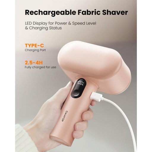 Gaiatop Újratölthető Szöszeltávolító LED Kijelzővel, Dupla Fejű, 6 Pengés, Rózsaszín