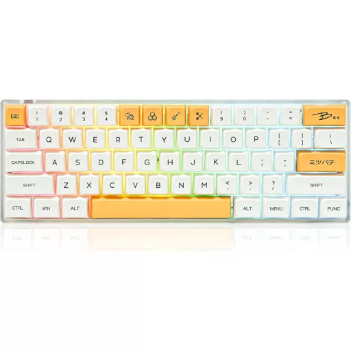 SOLIDEE 60% kompakt premium mechanikus gamer billentyűzet, RGB, hot-swap, piros kapcsolók, méz-tej szín