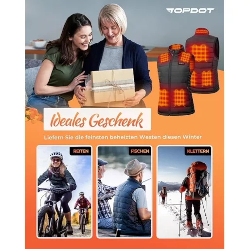 Topdot Fűthető Női Mellény Powerbank 16000mAh 10 Zóna 3 Fokozat