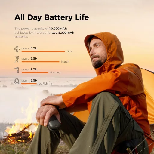 OCOOPA UT3 PRO Elektromos Kézmelegítő Szett, 10000 mAh Powerbank, 4 Hőfokozat, 58°C, Kétoldalas Fűtés, Újratölthető, Ideális Kempinghez, Vad