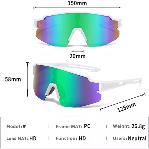 Ochelari de soare sport unisex BECILES - Cu protecție UV, lentilă oglindă, pentru ciclism, alergare, drumeții și alte activități în aer liber