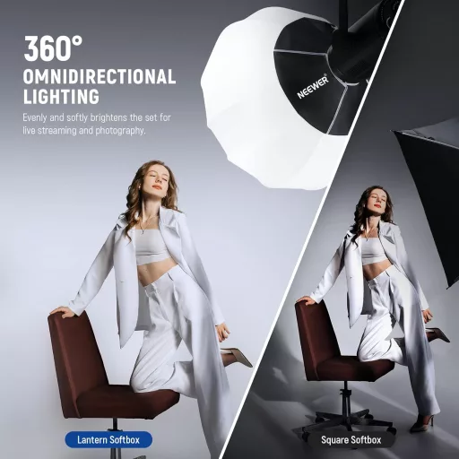 NEEWER 65cm Lantern Softbox Bowens csatlakozás 360° diffúzor LED videólámpa