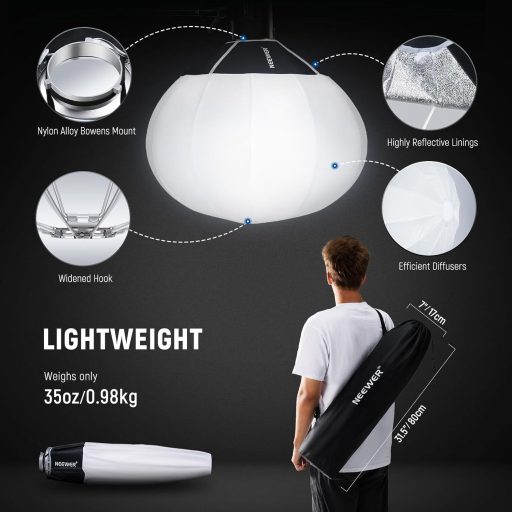 NEEWER 65cm Lantern Softbox Bowens csatlakozás 360° diffúzor LED videólámpa