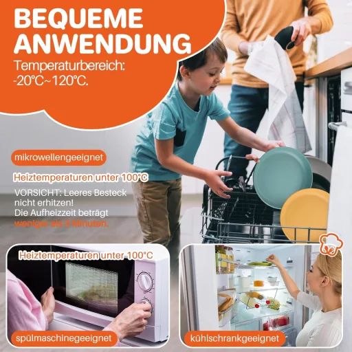 Set de 6 farfurii din plastic FUNYKICH, 23 cm - Ușoare, incasabile, utilizabile în cuptorul cu microunde și mașina de spălat vase, pentru camping și picnic.