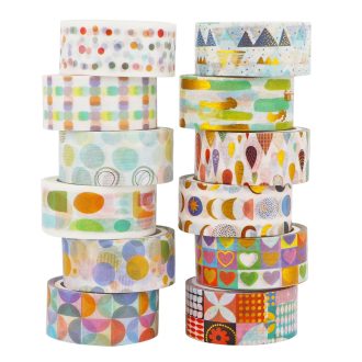   LGEGE Set washi traka s dječjim uzorcima - 12 rola, 15mm širine, japanska ukrasna ljepljiva traka za scrapbook, bullet journal, poklon
