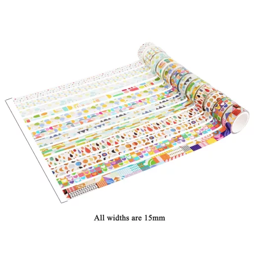 LGEGE Gyermeki Mintás Washi Szalag Készlet - 12 Tekercs, 15mm Széles Japán Dekorációs Ragasztószalag Scrapbookhoz, Bullet Journalhoz, Ajándé