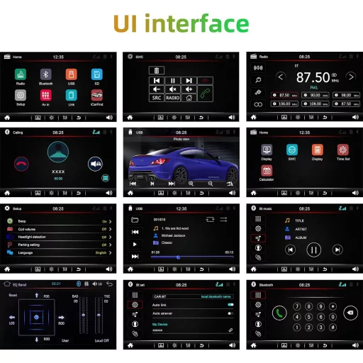 Autoradio auto Podofo 1 DIN cu ecran tactil rabatabil de 7" - Bluetooth, Handsfree, Radio FM, Cameră de marșarier, USB, Comenzi pe volan, Mirror Link
