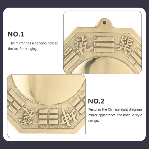 Yardwe Bagua Tükör Domború Feng Shui Amulett 16cm Arany Falitükör