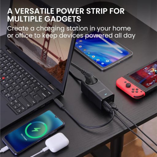 kwmobile Prelungitor cu Încărcător GaN 75W, Porturi USB-A/C și Cablu de 1,5m