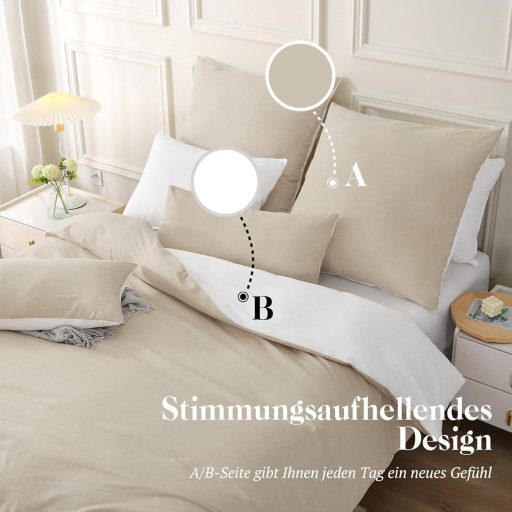 SOULFUL Teveszőr Bézs Pamut Ágynemű Szett 200x200, Kőmosott Hatású, 2 Részes