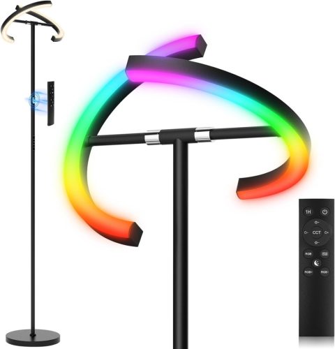 Lampă de podea RGB SIBRILLE 20W - Lampă LED de podea cu telecomandă 1300lm, 3000K-6000K, Control tactil, Lampă de citit cu schimbare de culoare pentru living, dormitor