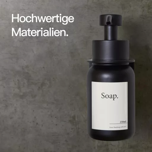 Designfabrik Hamburg Üveg Szappanadagoló Fali Tartóval, Öntapadós, 2 db, Fekete