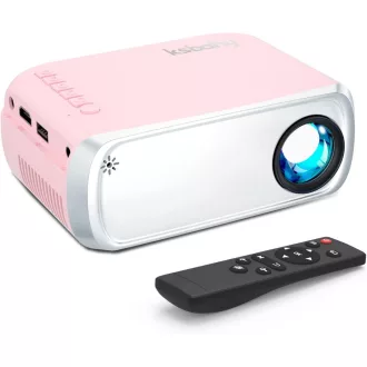   ksbaby Hordozható Mini Projektor - LED Kültéri Vetítő Rózsaszín, HDMI/USB Csatlakozás, Kompatibilis Okostelefonnal, Laptoppal, TV Stickkel