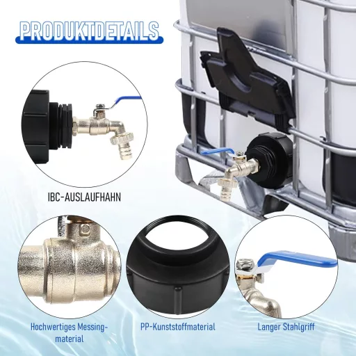 STEEIRO IBC Tartály Csap 3/4 Hüvelyk S100x8 Menetes Adapter Fekete Sárgaréz Kertitömlő Csatlakozó Víztartály Kiegészítő