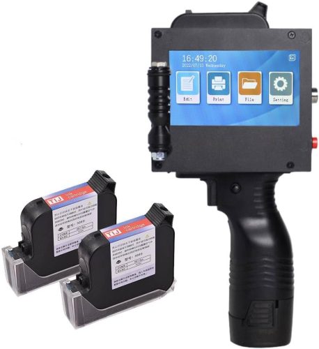 Imprimantă portabilă cu jet de cerneală Bisofice - 600 DPI, ecran tactil 4.3", cerneală cu uscare rapidă, port dublu de cerneală, pentru imprimare etichete/coduri de bare/dată