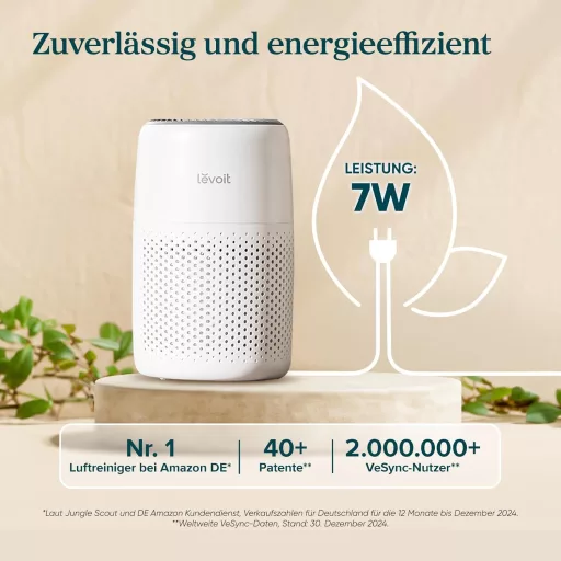 Levoit légszűrő allergia HEPA szűrő penész por háziállat szőr hálószoba fehér